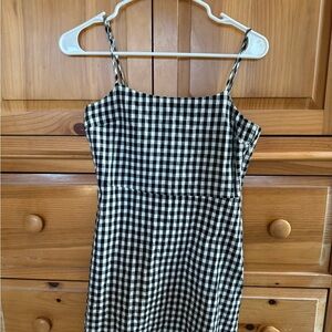 Lulu's Black and White Gingham Mini Dress